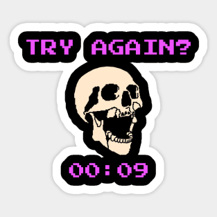 Try Again Pixel Skull Sticker